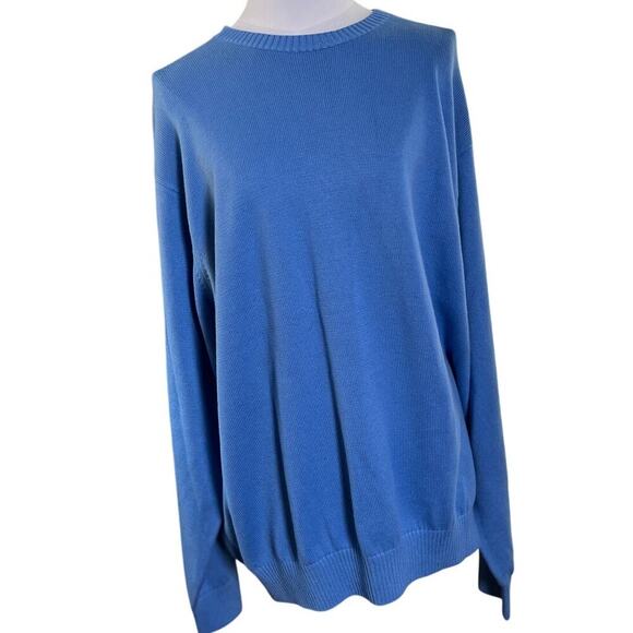 Talbots Men XL Cornflower Blue Pima Cotton Sweater Spring Classic Preppy - Picture 1 of 9